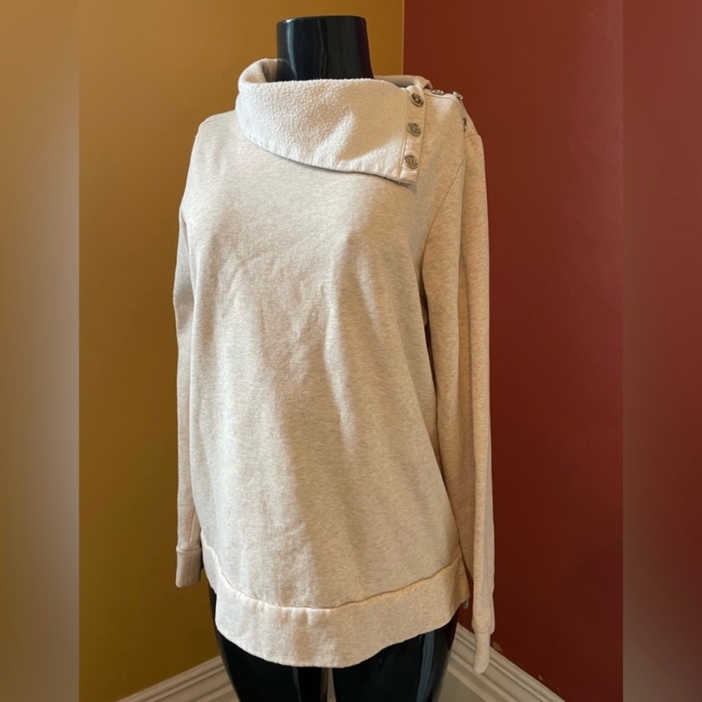 Michael Kors Cream Button Big Neck Sweater